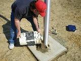 Pouring sand into sleeve